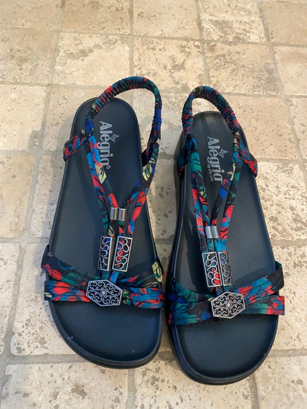 Alegria Roz  ergonomic, Multi color, adjustable, Floral Slingback Sandals